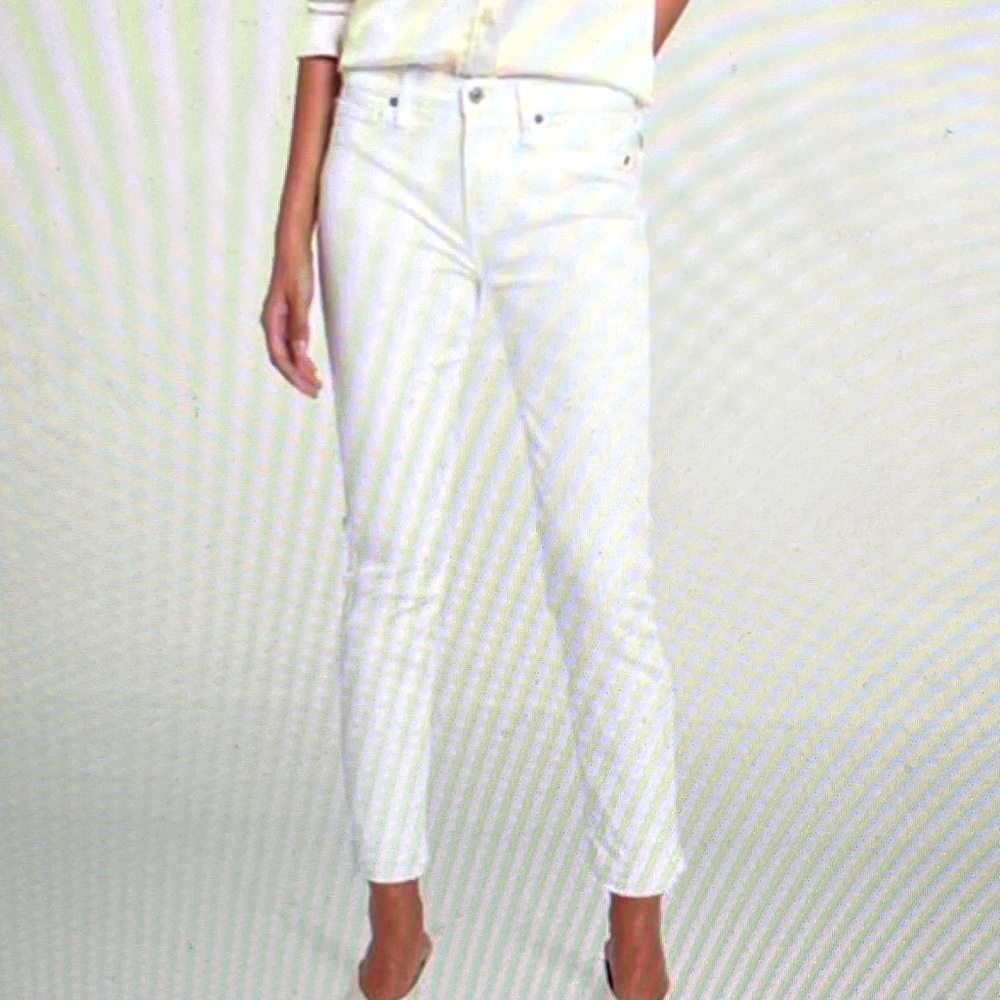 7 FOR ALL MANKIND Womens White Jeans Roxanne Size 30 Frayed Ankle Like New!